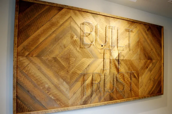 "Built In Trust" installation at The Hands of Sean Perry's office.